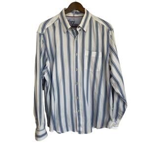 Tommy Bahama Jeans Blue and White Striped Button up - XL